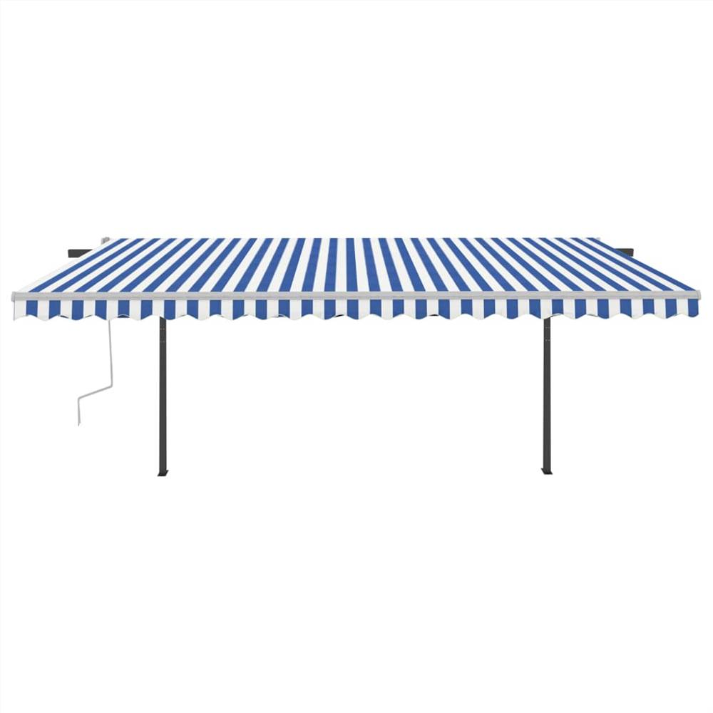 Automatic Awning with LED & Wind Sensor 5x3 m Blue and White