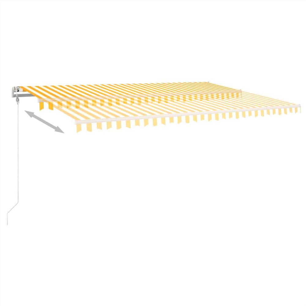 Automatic Awning with LED & Wind Sensor 5x3 m Yellow & White