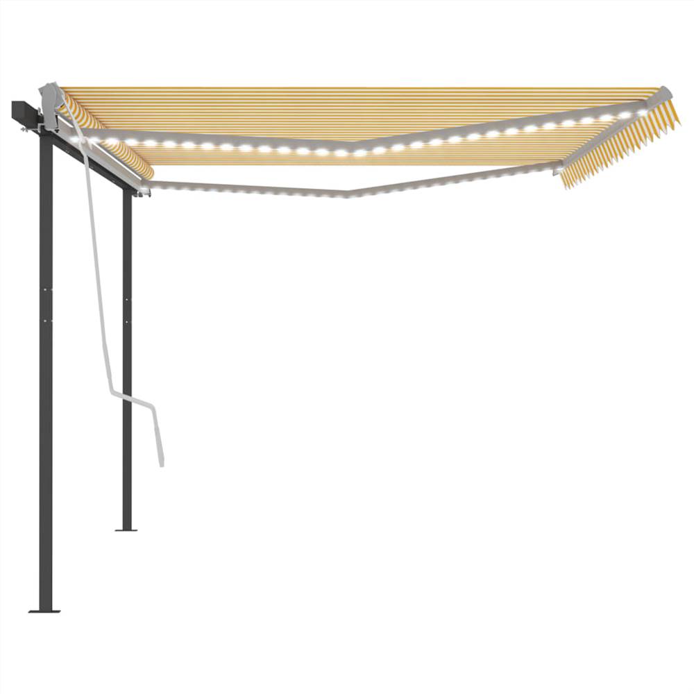 Automatic Awning with LED & Wind Sensor 5x3 m Yellow & White