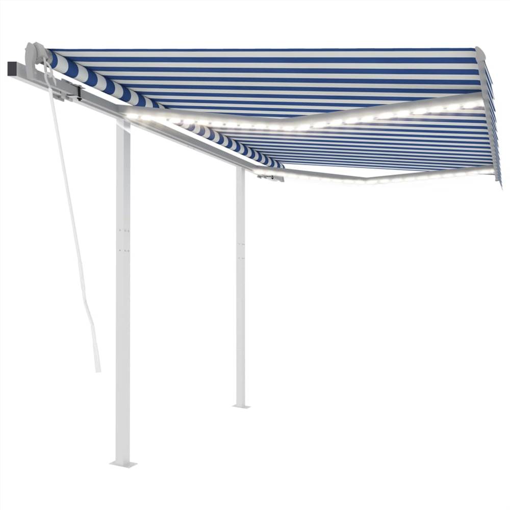 

Automatic Awning with LED&Wind Sensor 3.5x2.5 m Blue and White