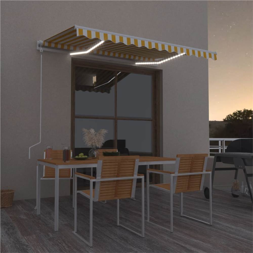

Automatic Awning with LED&Wind Sensor 300x250 cm Yellow/White