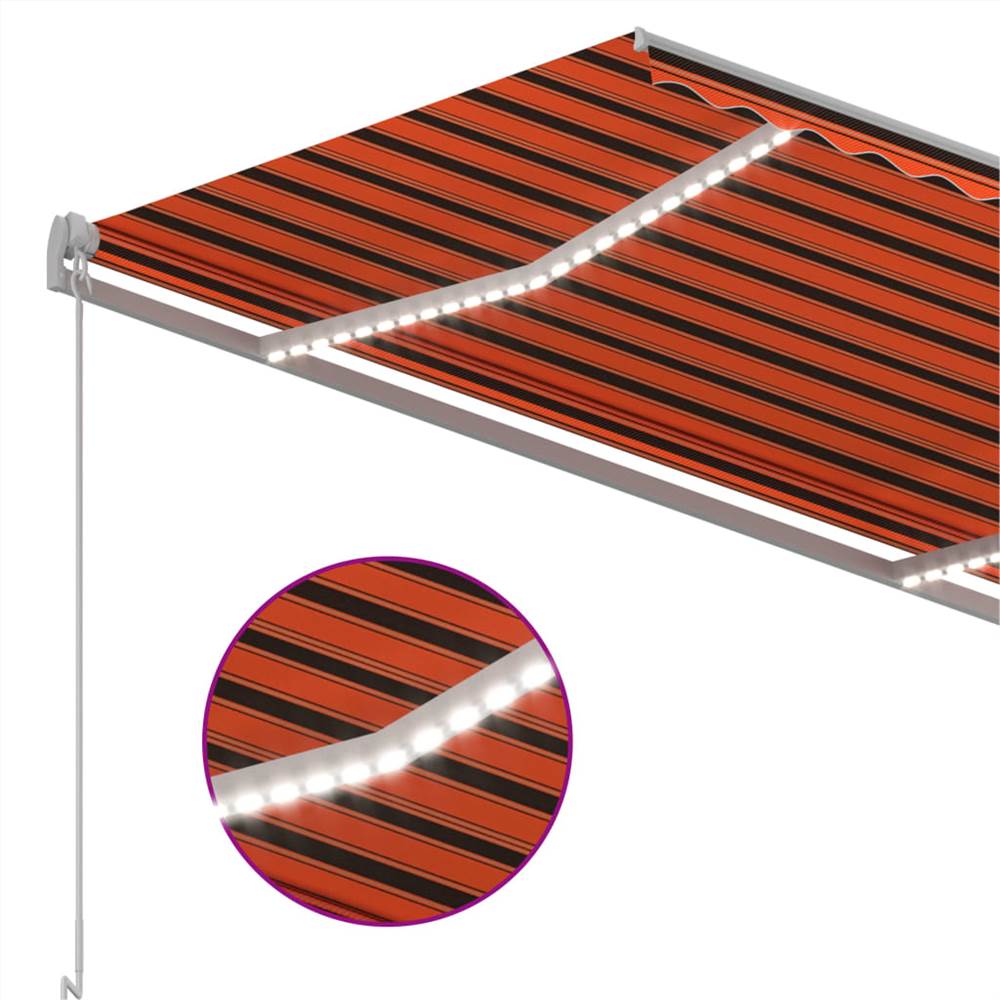 Automatic Awning with LED&Wind Sensor 3x2.5 m Orange&Brown