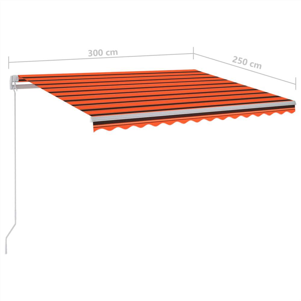 Automatic Awning with LED&Wind Sensor 3x2.5 m Orange&Brown