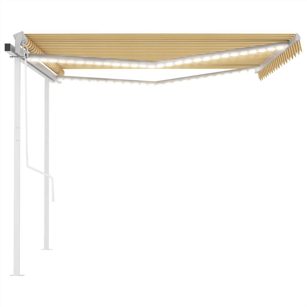 Automatic Awning with LED&Wind Sensor 4.5x3 m Yellow&White