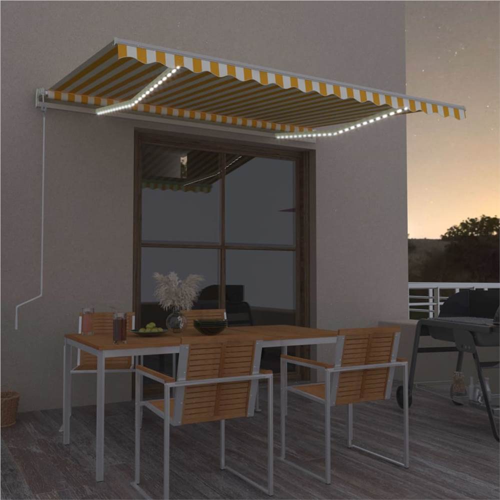 Automatic Awning with LED&Wind Sensor 400x300 cm Yellow/White