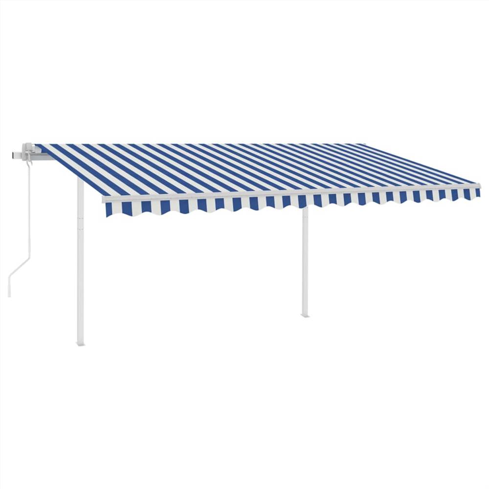 Automatic Awning with LED&Wind Sensor 4x3 m Blue and White
