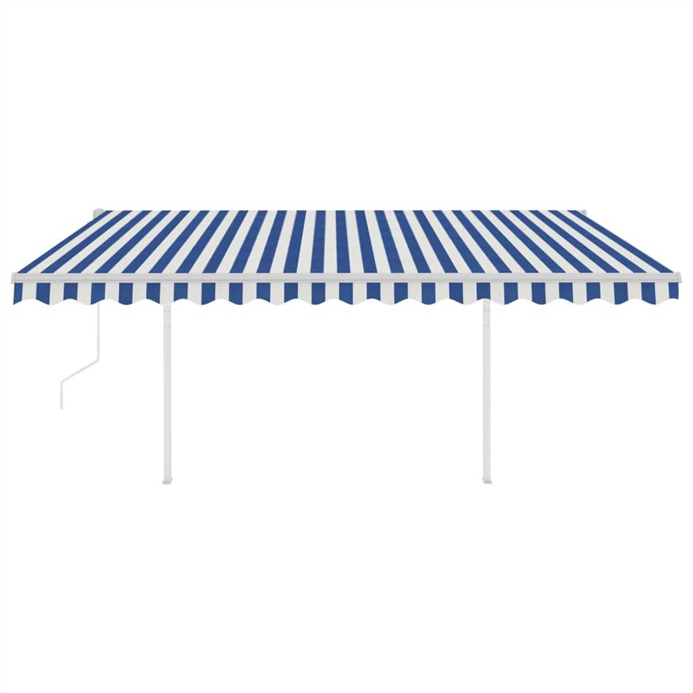 Automatic Awning with LED&Wind Sensor 4x3 m Blue and White