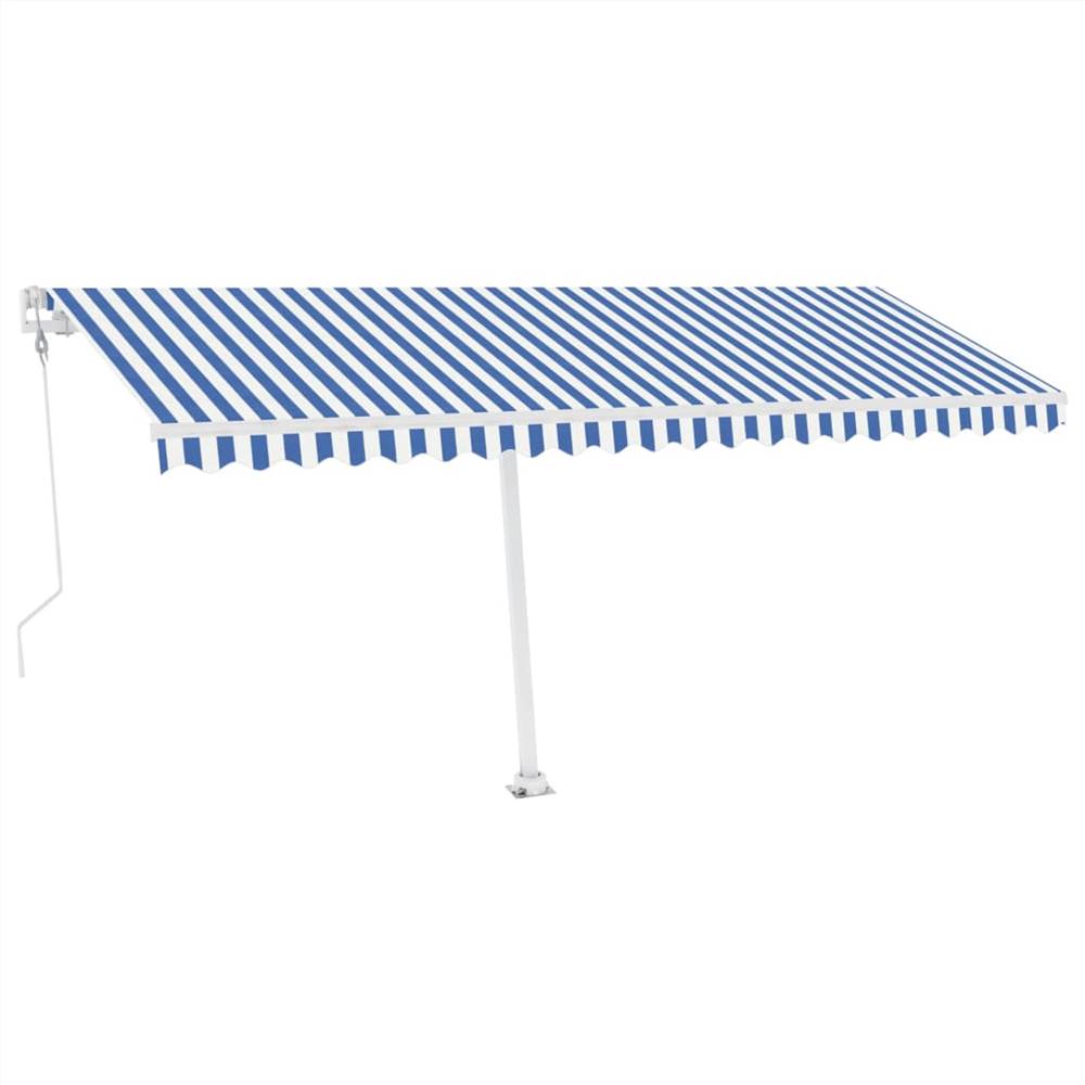Automatic Awning with LED&Wind Sensor 500x300 cm Blue and White