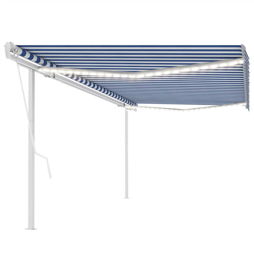 

Automatic Awning with LED&Wind Sensor 5x3 m Blue and White