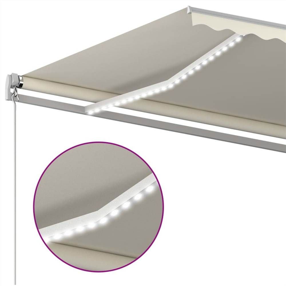 Automatic Awning with LED&Wind Sensor 5x3 m Cream