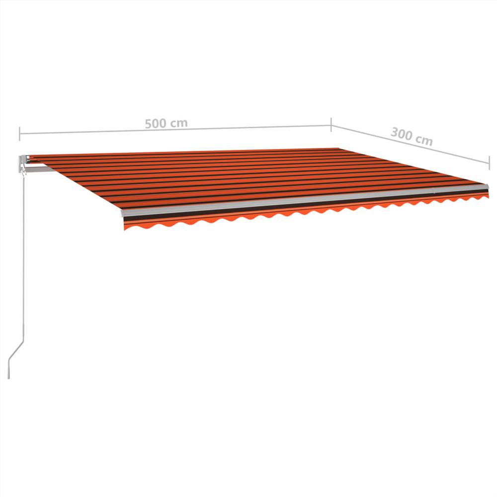 Automatic Awning with LED&Wind Sensor 5x3 m Orange&Brown