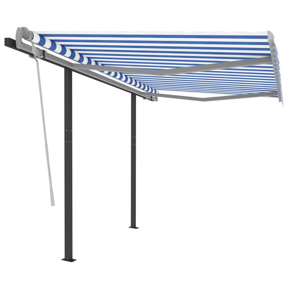 

Automatic Retractable Awning with Posts 3.5x2.5 m Blue & White