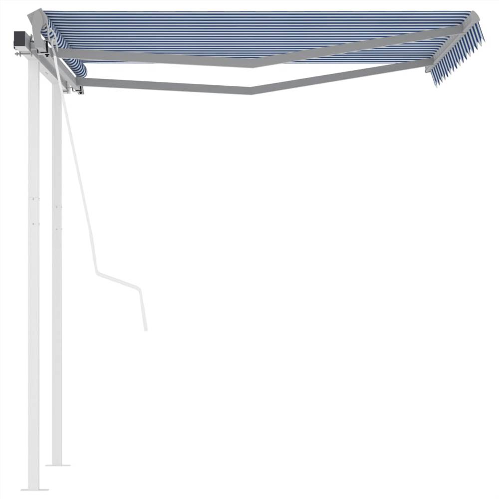 Automatic Retractable Awning with Posts 3x2.5 m Blue&White