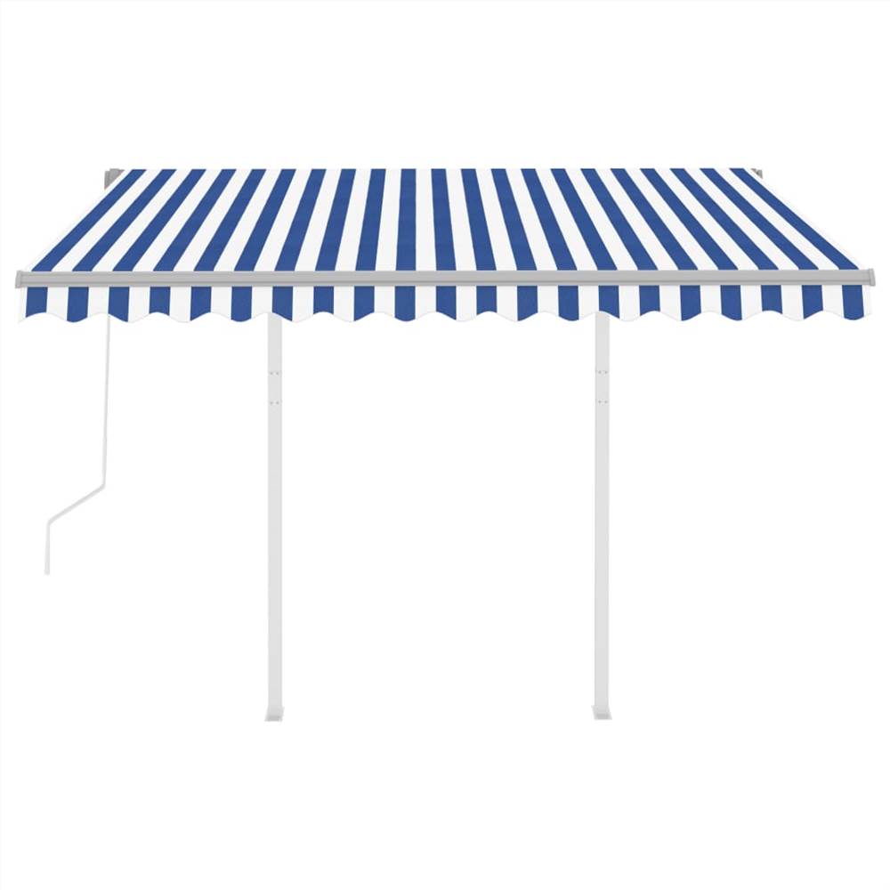 Automatic Retractable Awning with Posts 3x2.5 m Blue&White