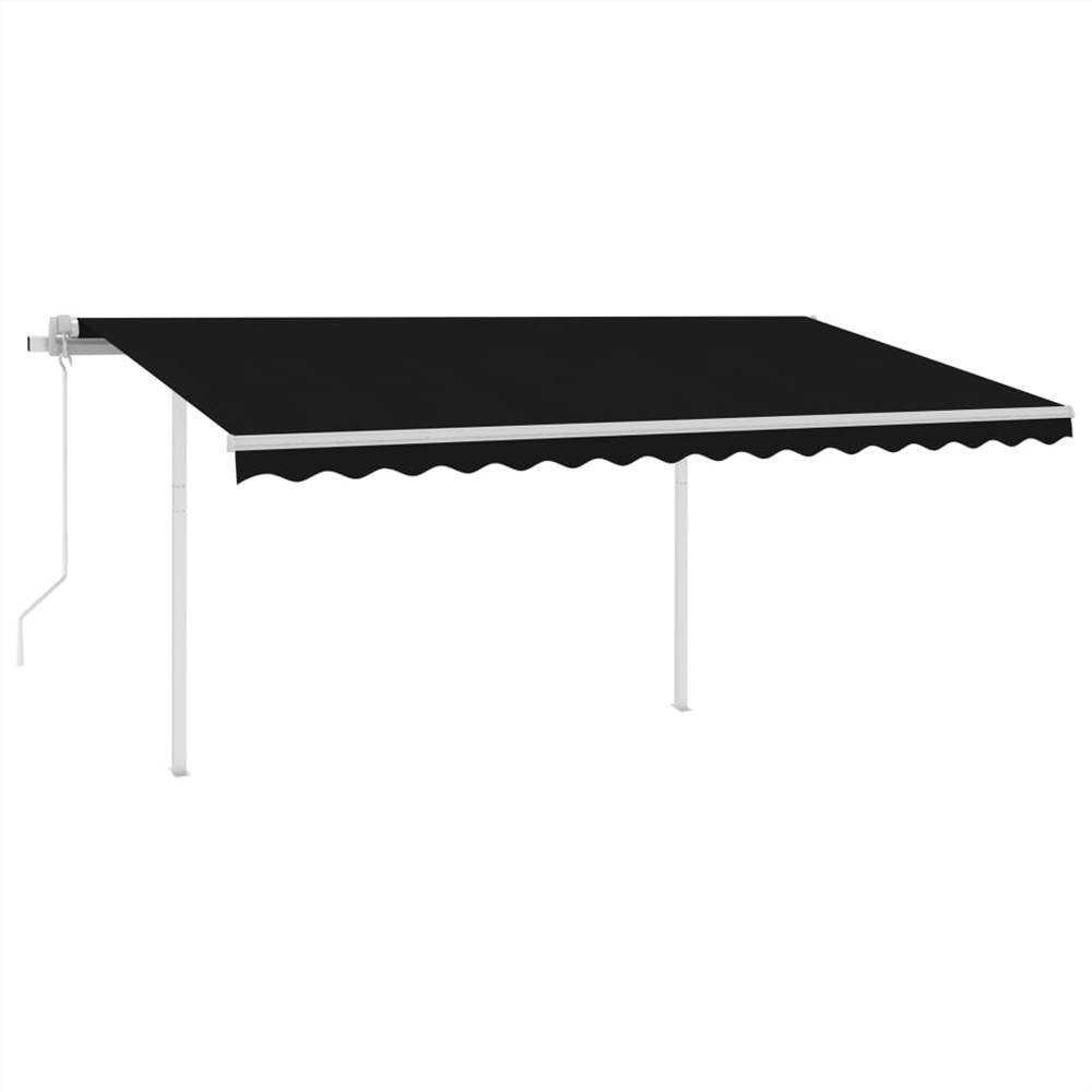 Automatic Retractable Awning with Posts 4.5x3.5 m Anthracite