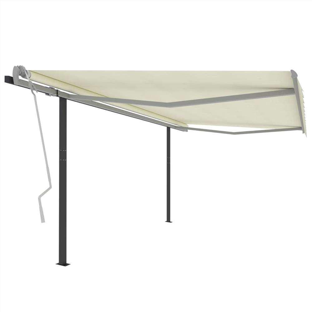 Automatic Retractable Awning with Posts 4.5x3.5 m Cream