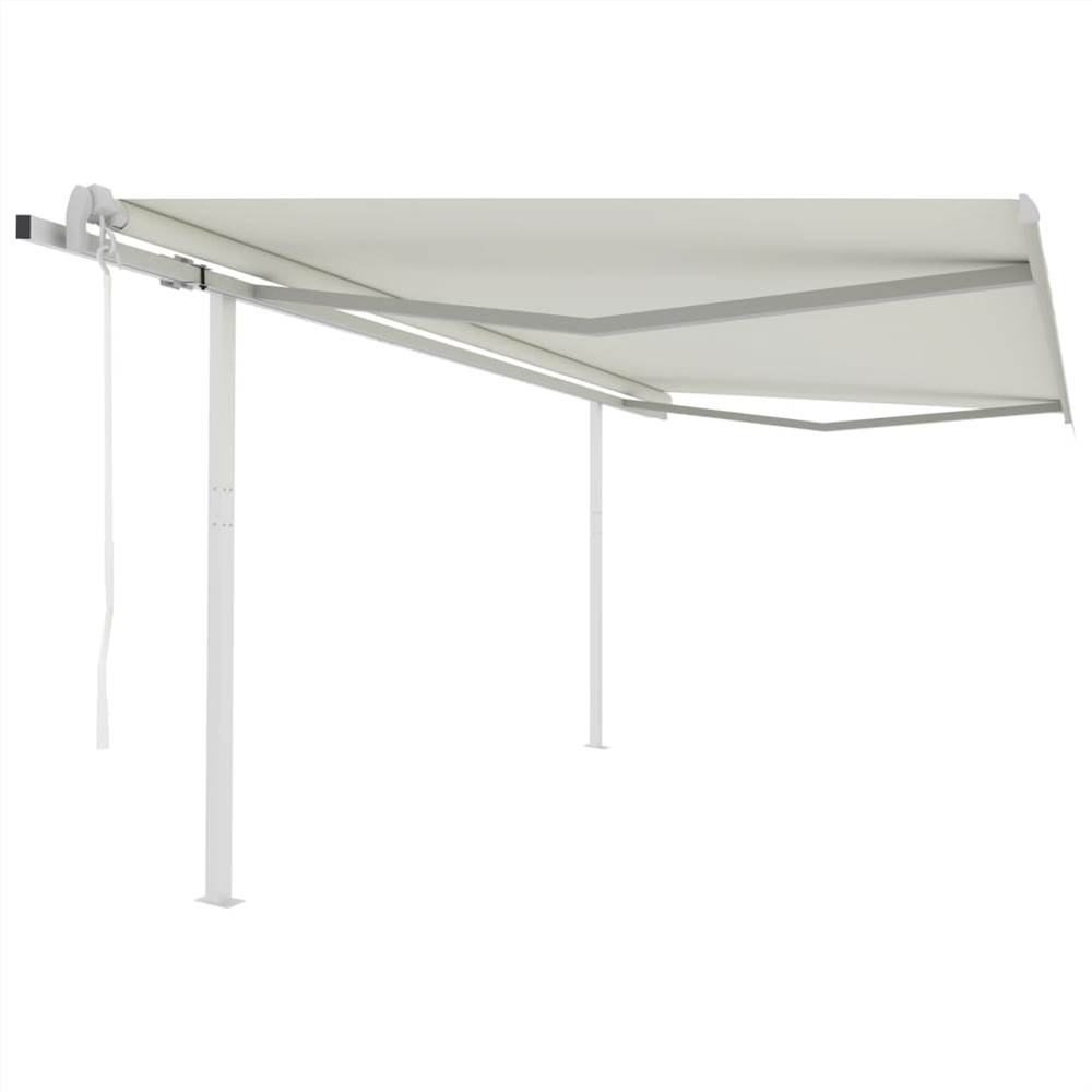 Automatic Retractable Awning with Posts 4.5x3.5 m Cream