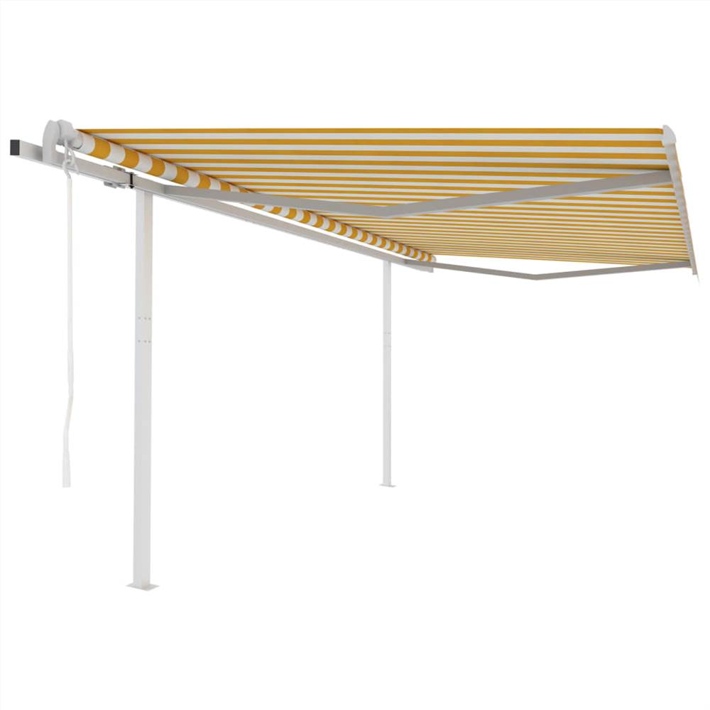 Automatic Retractable Awning with Posts 4.5x3.5 m Yellow&White