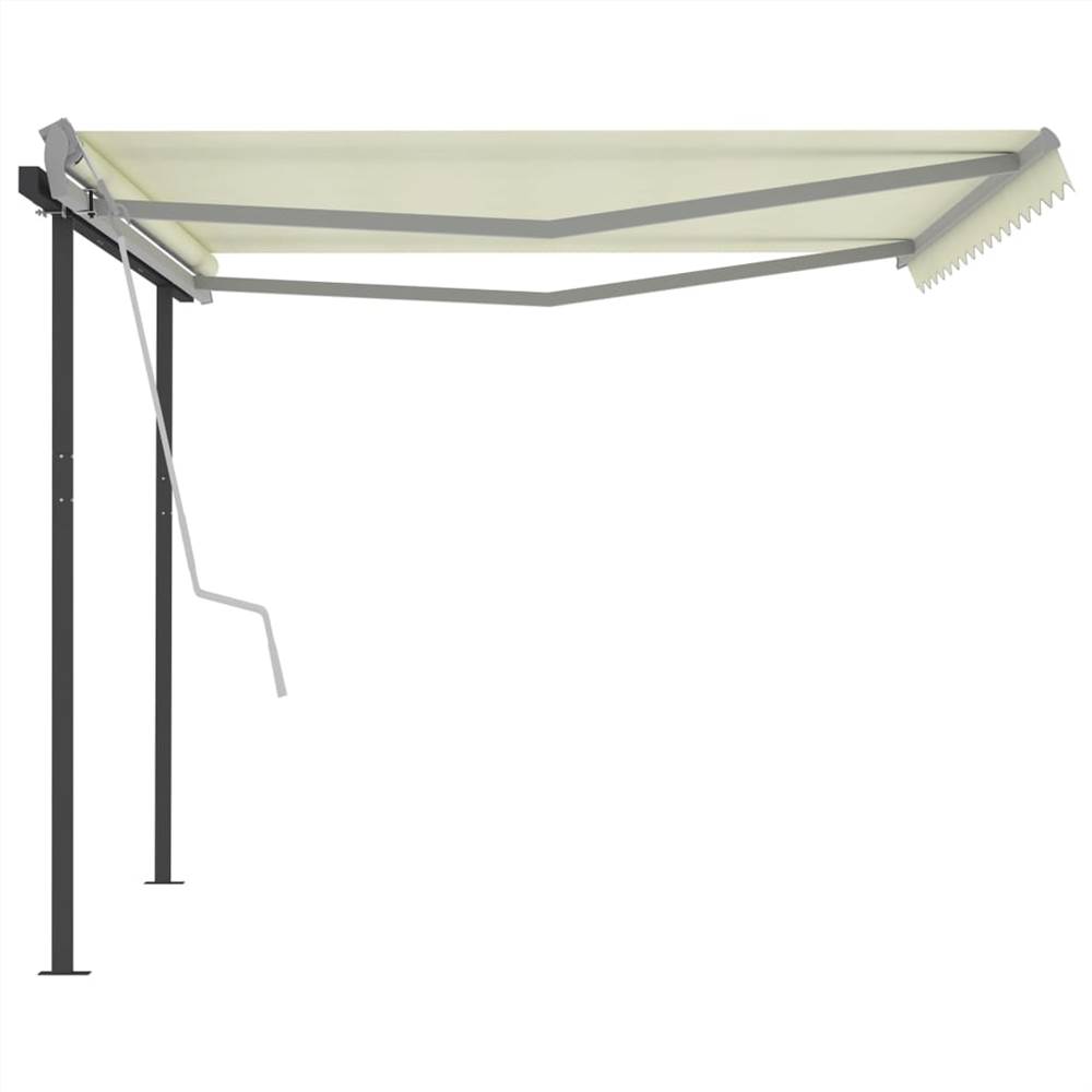Automatic Retractable Awning with Posts 4.5x3 m Cream