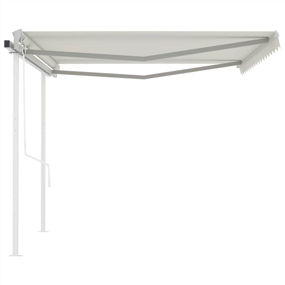 Automatic Retractable Awning with Posts 4.5x3 m Cream