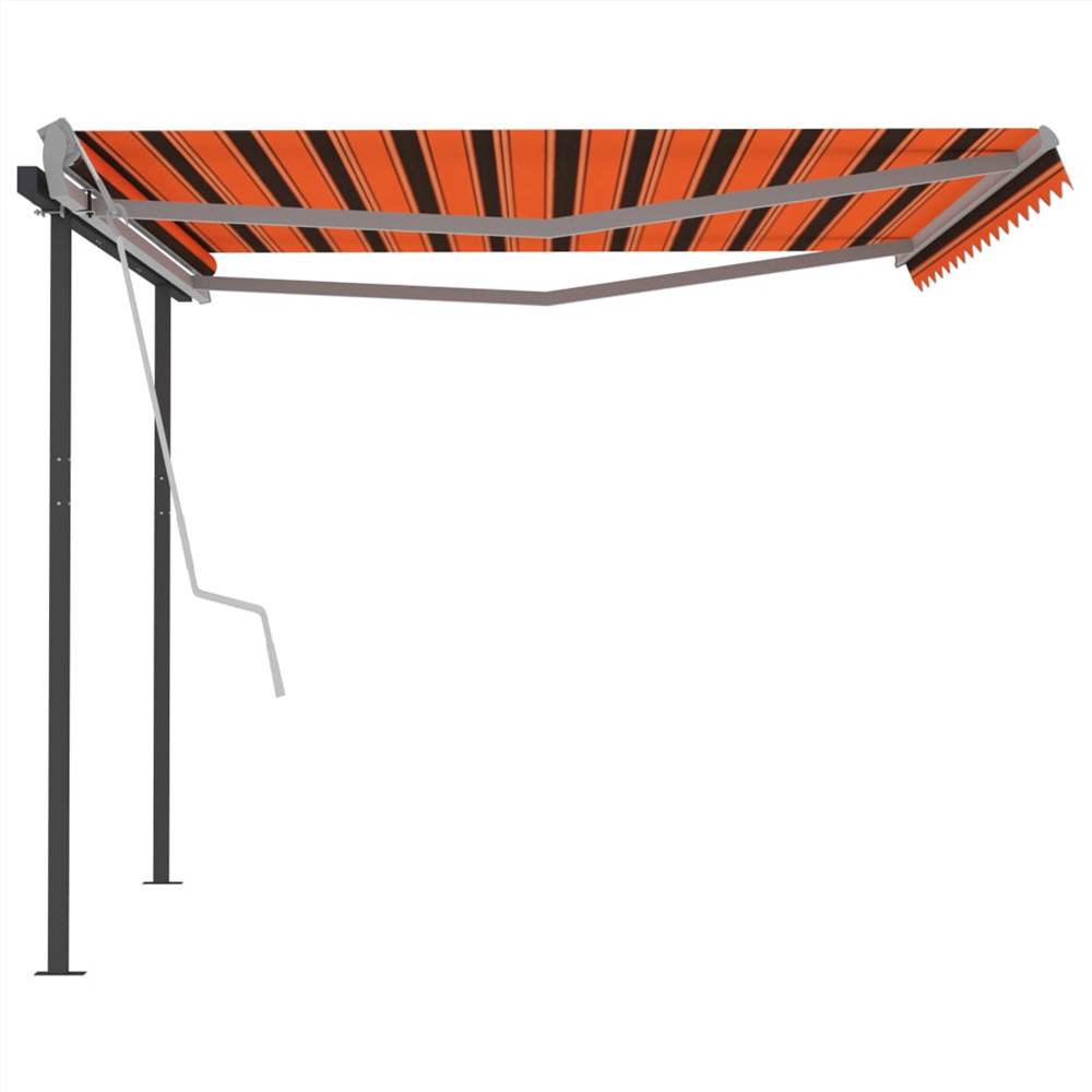 Automatic Retractable Awning with Posts 4.5x3 m Orange & Brown