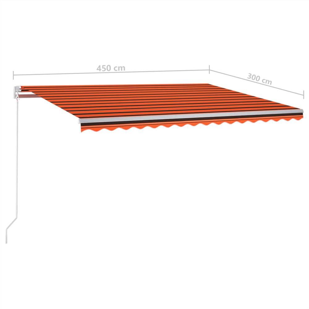 Automatic Retractable Awning with Posts 4.5x3 m Orange&Brown
