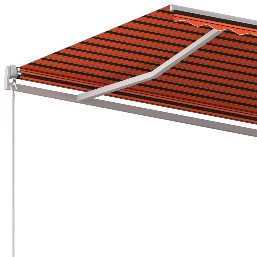 Automatic Retractable Awning with Posts 4.5x3 m Orange&Brown