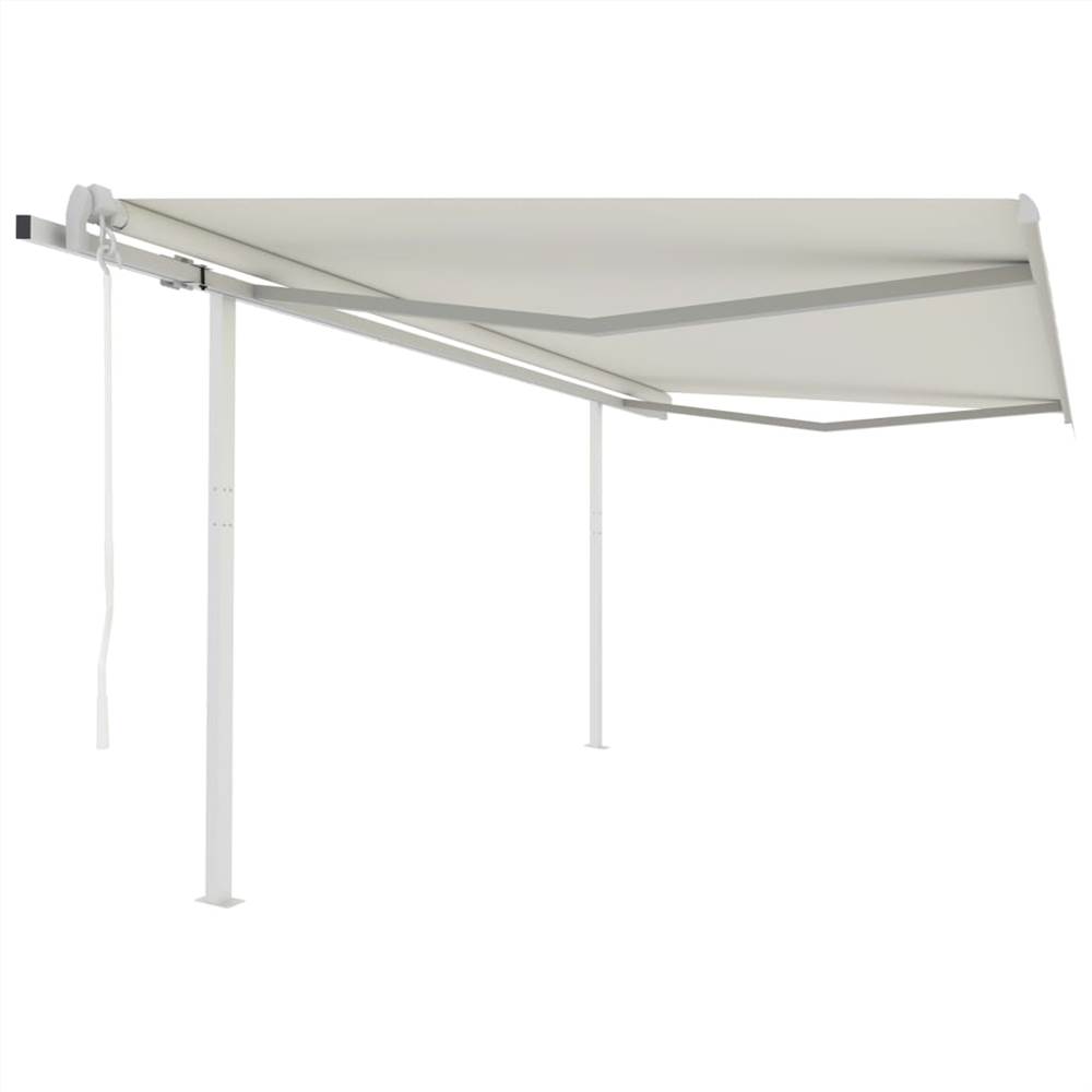 Automatic Retractable Awning with Posts 4x3.5 m Cream