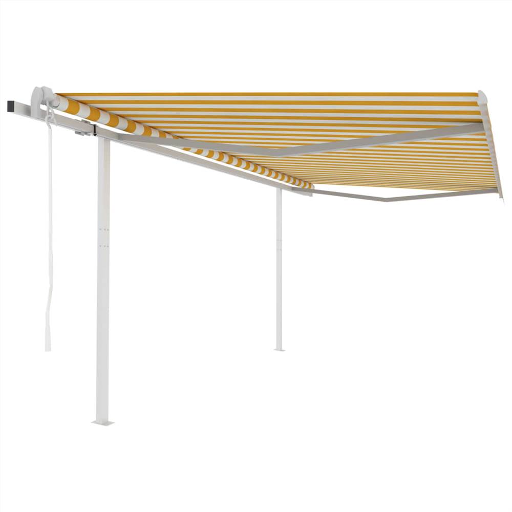 

Automatic Retractable Awning with Posts 4x3.5 m Yellow&White