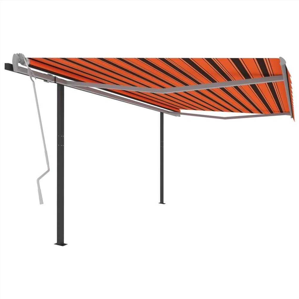 

Automatic Retractable Awning with Posts 4x3 m Orange and Brown
