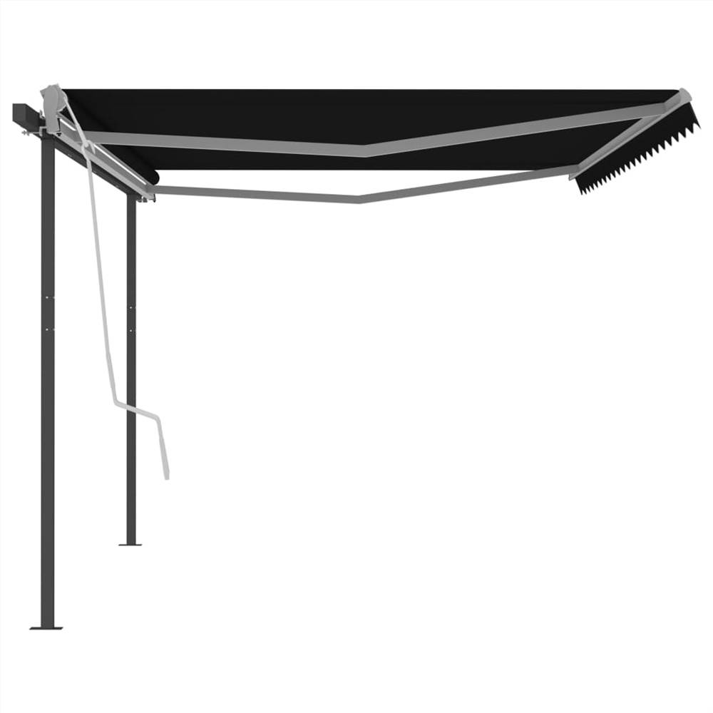 Automatic Retractable Awning with Posts 5x3.5 m Anthracite