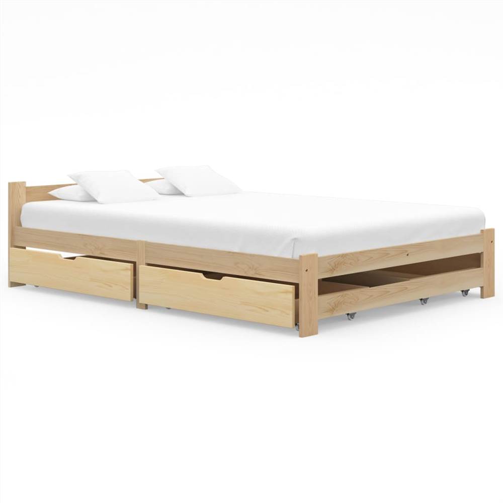 

Bed Frame with 4 Drawers Solid Pinewood 180x200 cm