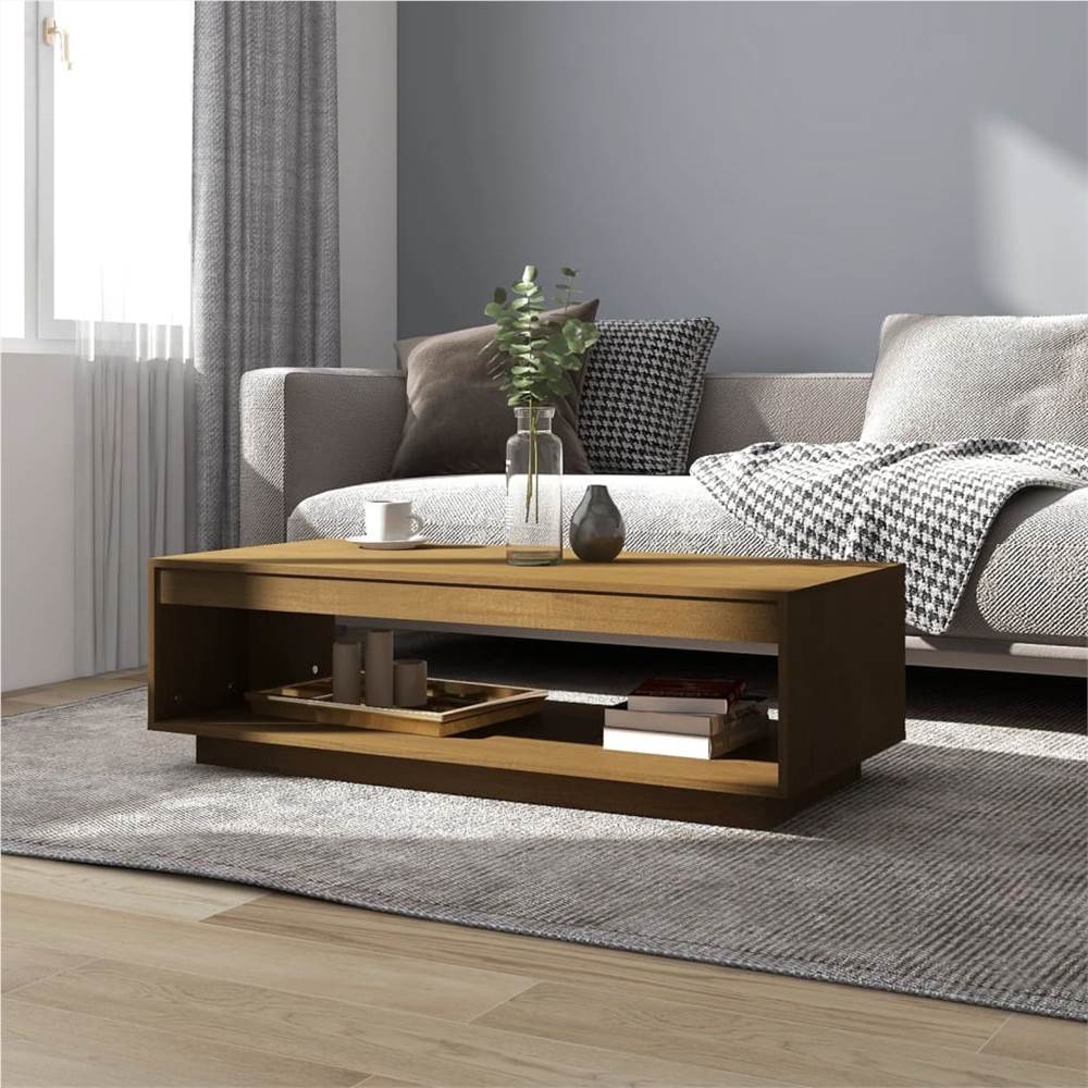 

Coffee Table Honey Brown 110x50x33.5 cm Solid Pinewood