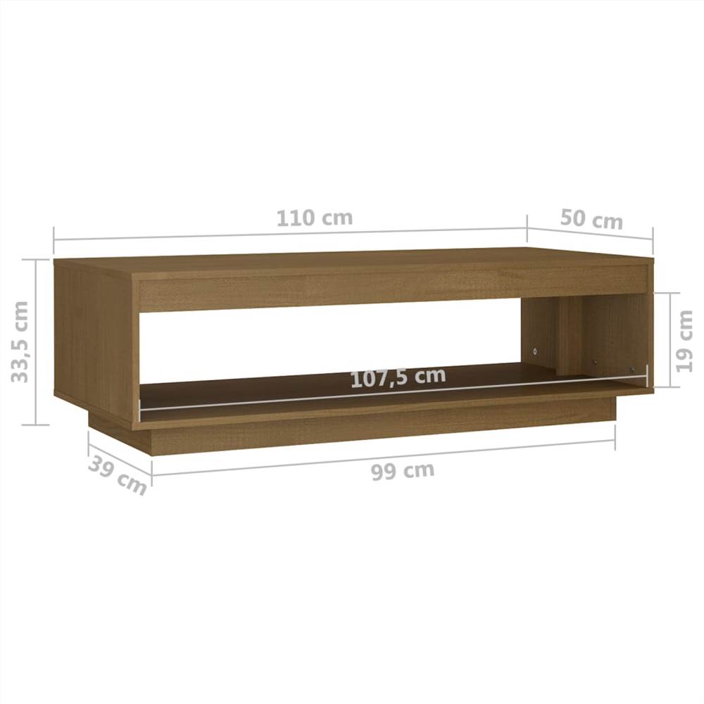 Coffee Table Honey Brown 110x50x33.5 cm Solid Pinewood