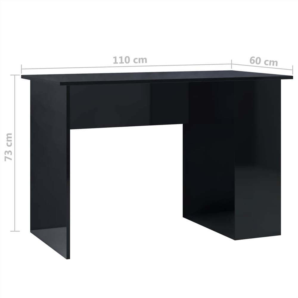 Desk High Gloss Black 110x60x73 cm Chipboard