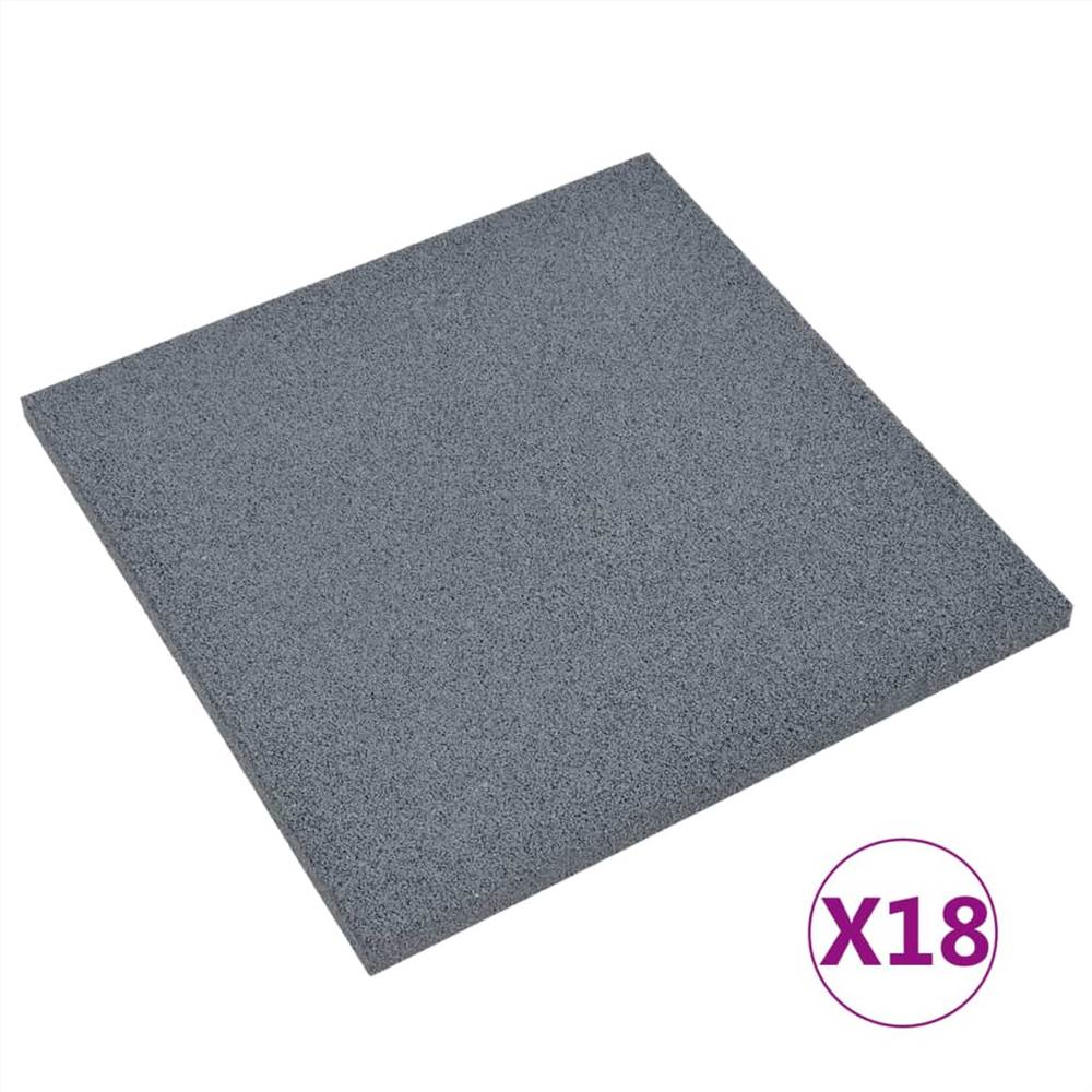 Fall Protection Tiles 18 pcs Rubber 50x50x3 cm Grey