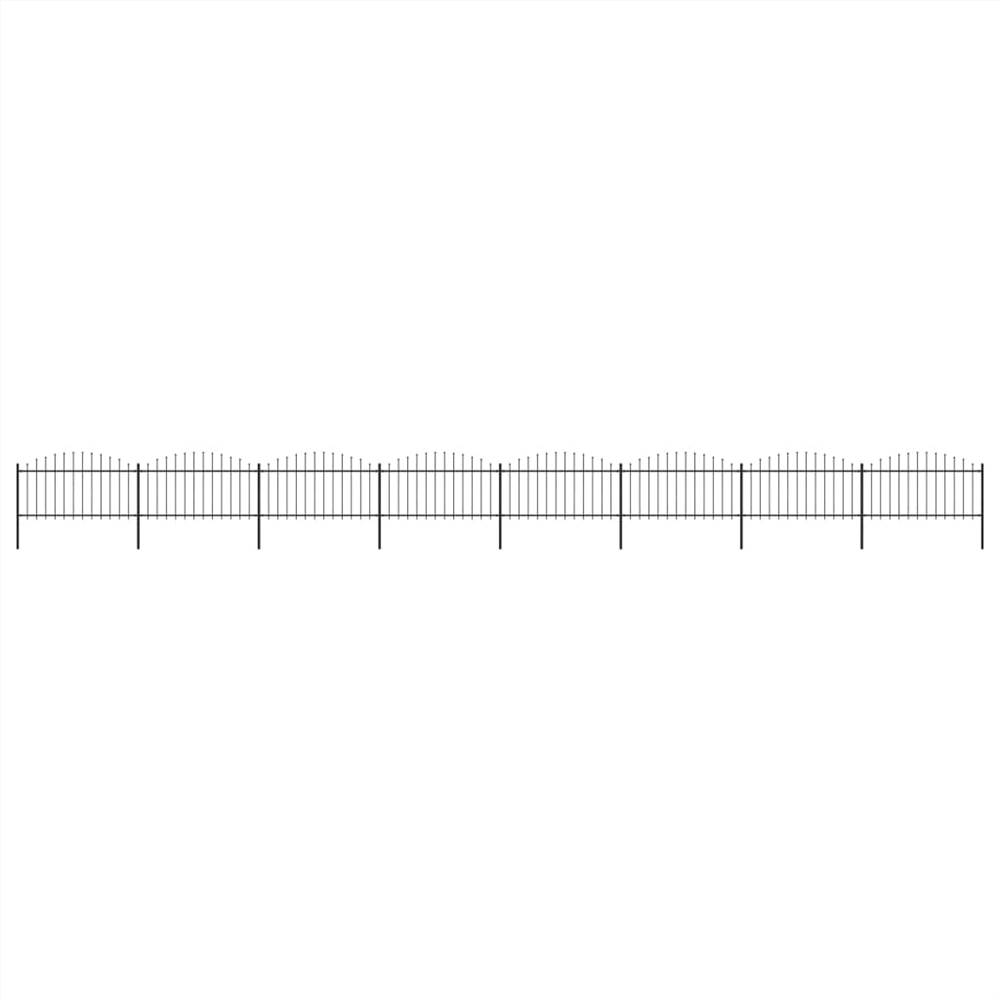 Garden Fence with Spear Top Steel (1.25-1.5)x13.6 m Black