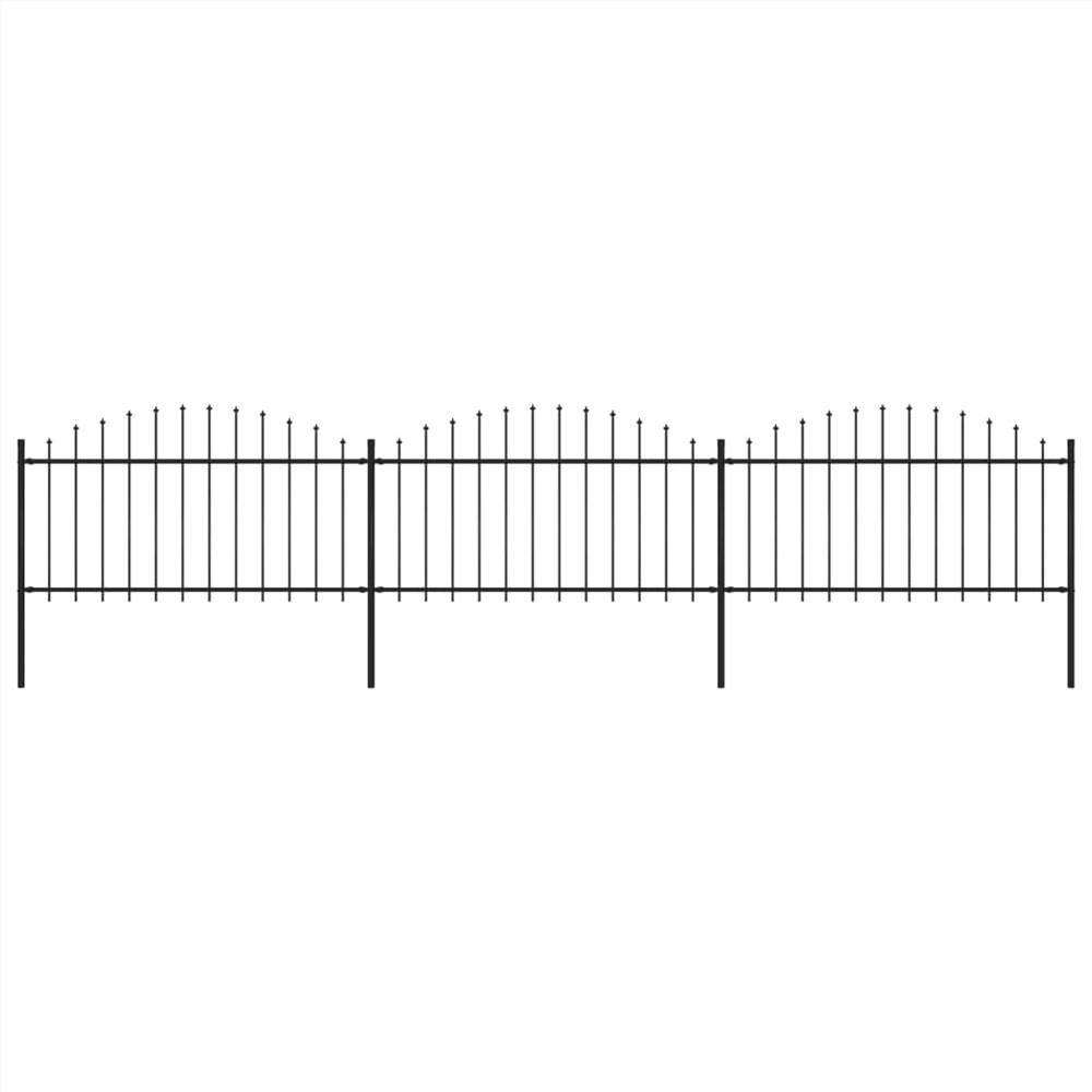 

Garden Fence with Spear Top Steel (1.25-1.5)x5.1 m Black