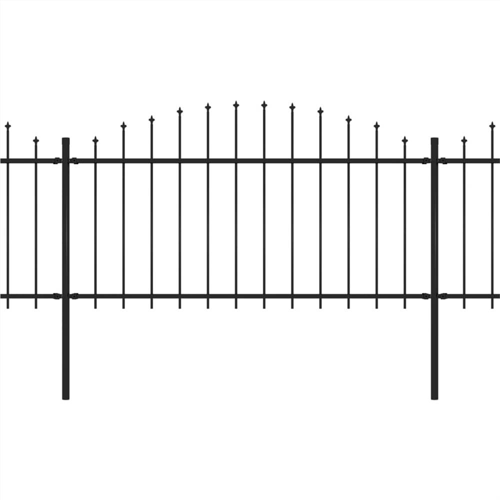 Garden Fence with Spear Top Steel (1.25-1.5)x8.5 m Black