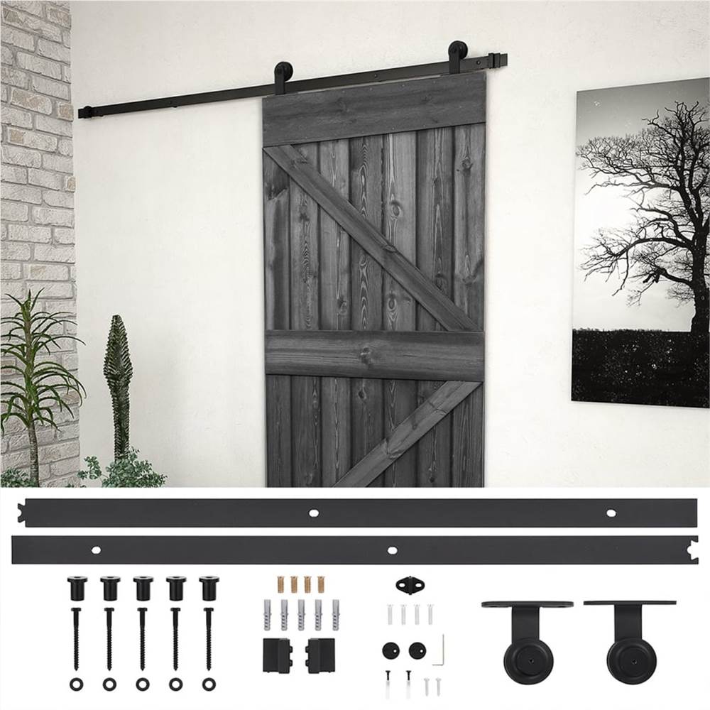 

Sliding Door with Hardware Set 80x210 cm Solid Pine Wood Black