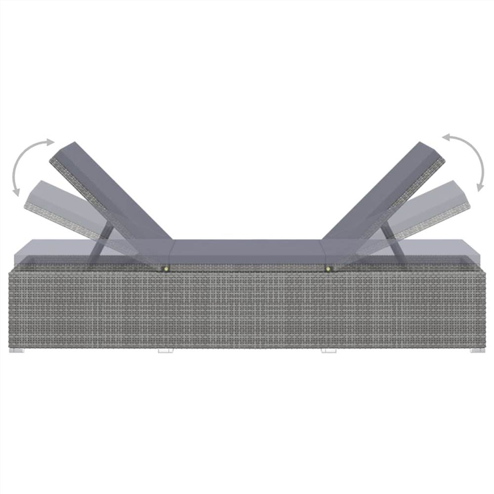 Sun Lounger with Dark Grey Cushion Poly Rattan Grey