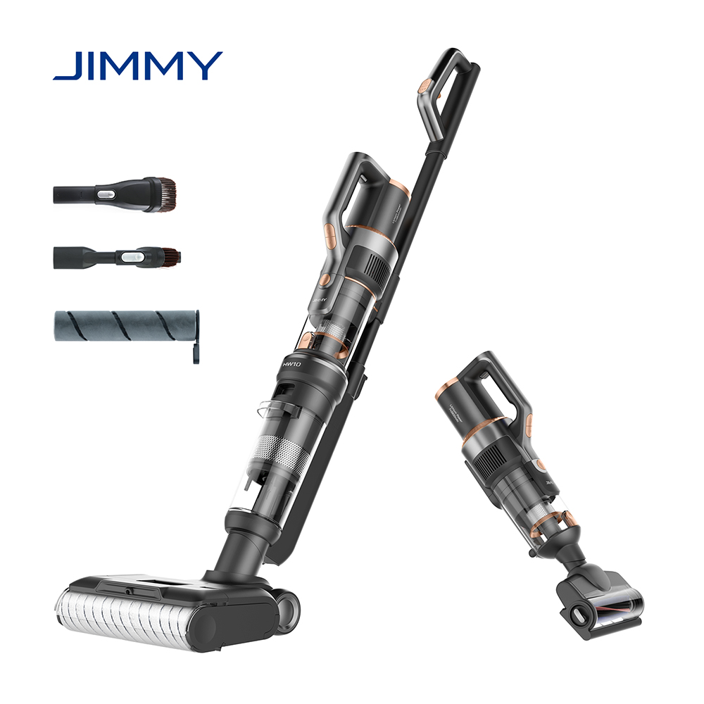 JIMMY HW10 Cordless 3-in-1 Wet/Dry Vacuum Cleaner &amp; Washer 18000Pa Strong Suction 80Mins Runtime Precise Water Spray Control Excellent Edge and Corner Cleaning Self-Cleaning Smart Voice Reminder OLCD Display for Hardfloor, Carpet, Furniture - Black
