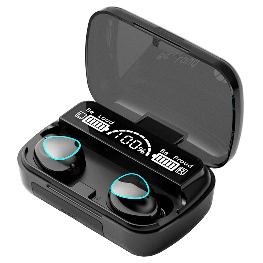 Makibes M10 TWS Bluetooth-koptelefoon met oplaaddoos LED-sportstereo-oordopjes met ruisonderdrukking - zwart