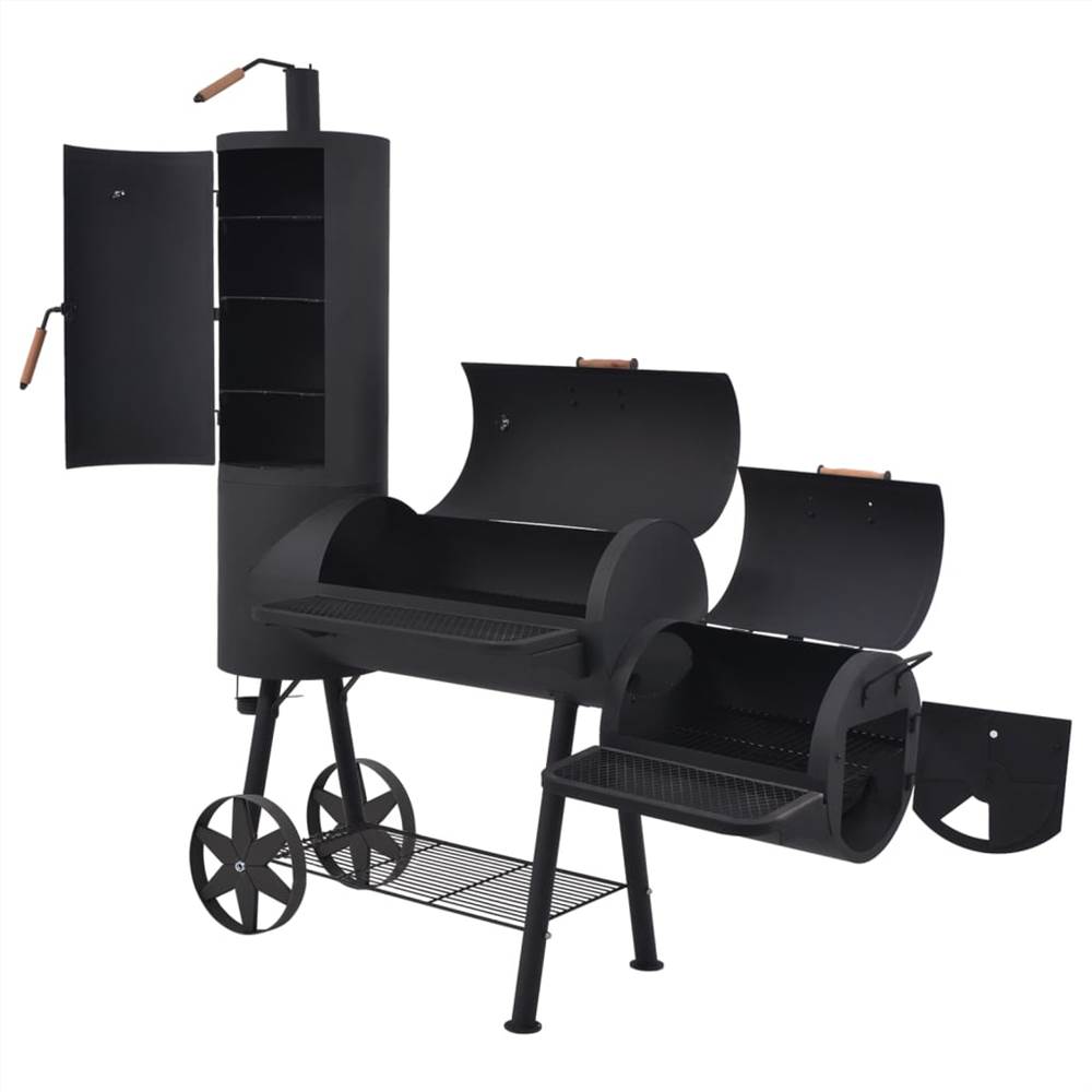 BBQ Charcoal Smoker with Bottom Shelf Black Heavy XXL