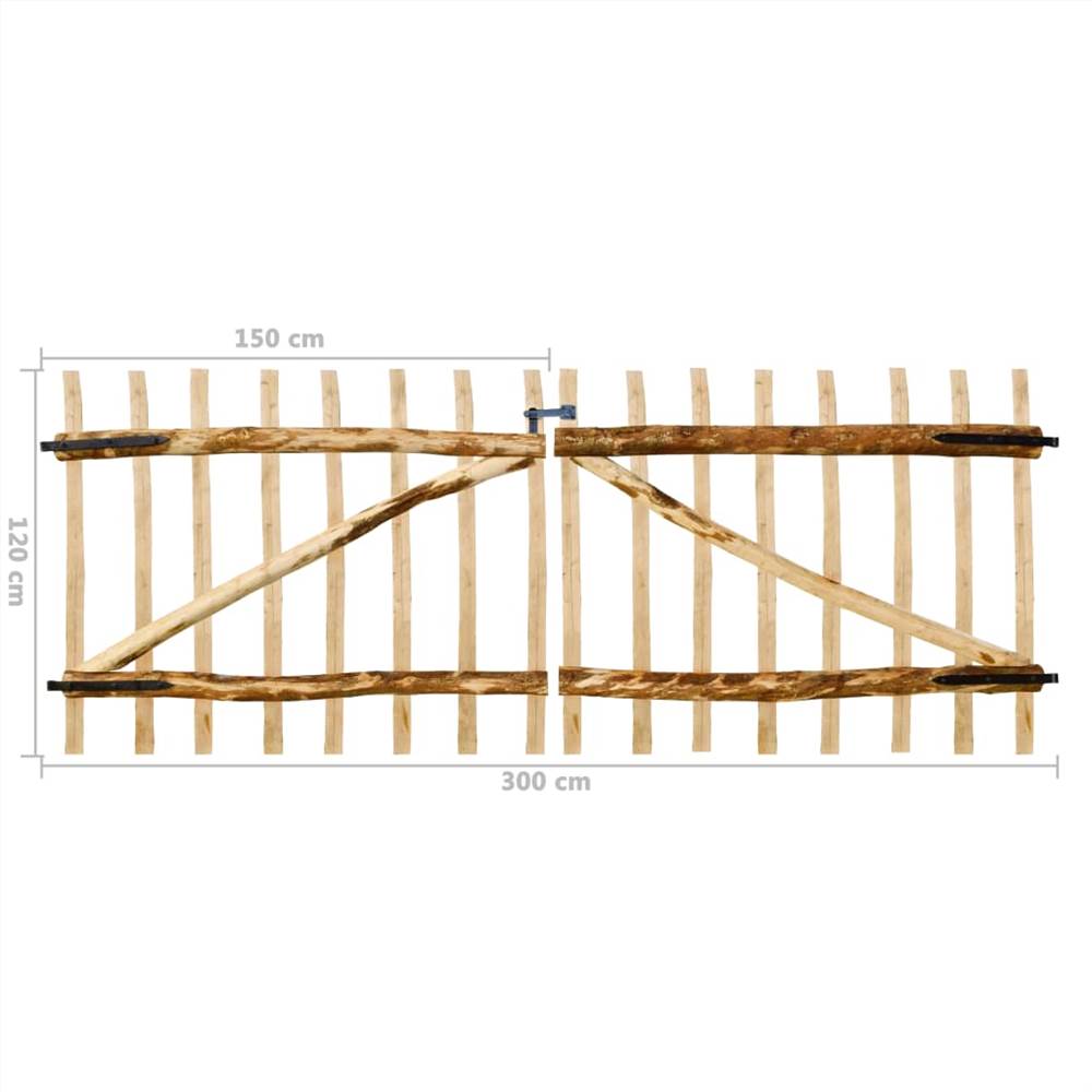 Double Fence Gate Hazel Wood 300x120 cm
