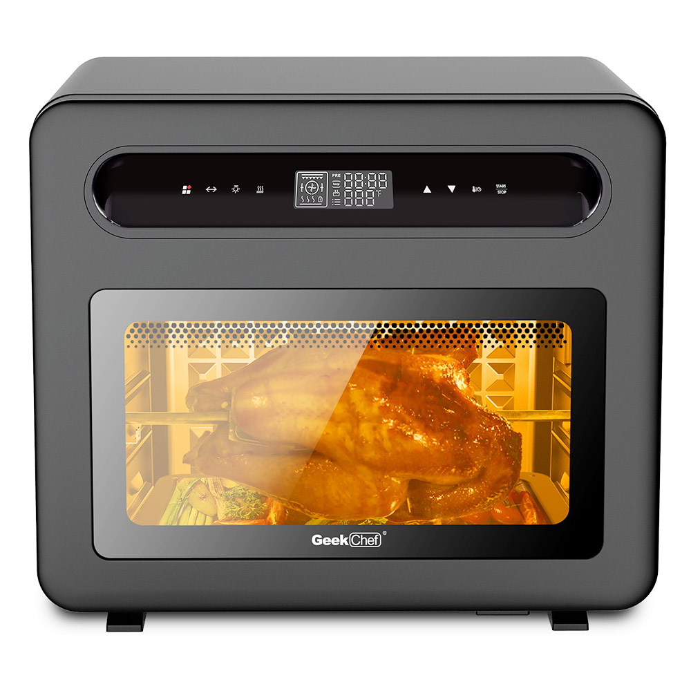 Geek Chef Steam Air Fryer Toast Oven Combo ، 26 QT Steam الحراري فرن كونترتوب 50 الطبخ المسبق