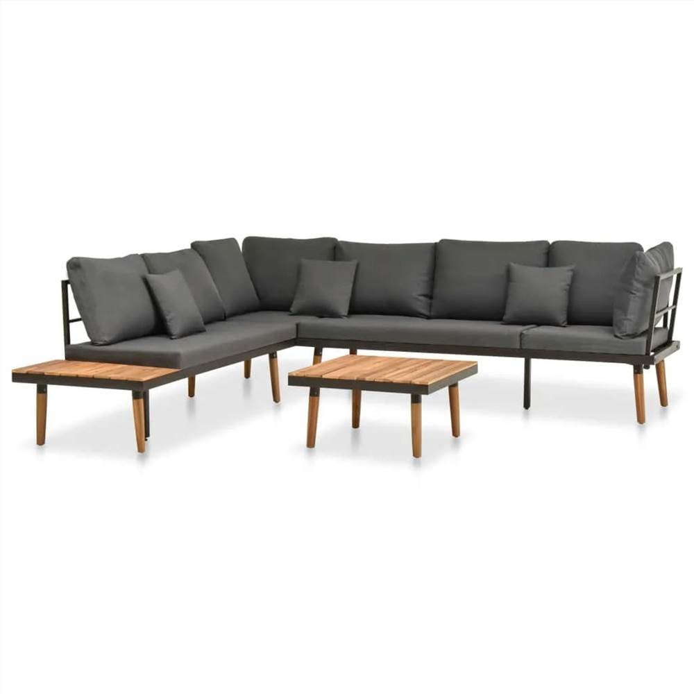 

4 Piece Garden Lounge Set with Cushions Solid Wood Acacia