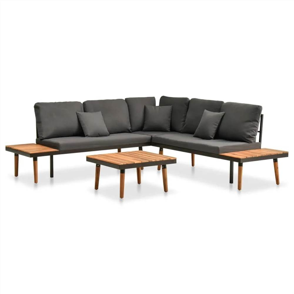 

4 Piece Garden Lounge Set with Cushions Solid Wood Acacia