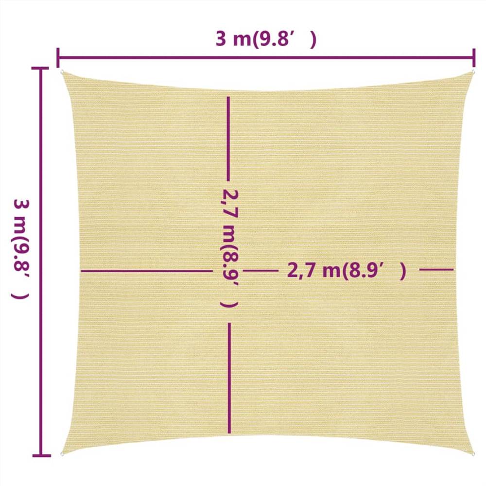 Sunshade Sail 160 g/m² Beige 3x3 m HDPE