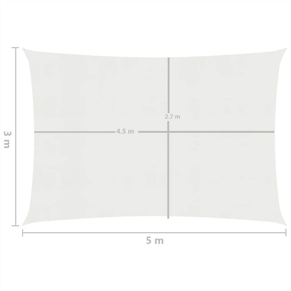 Sunshade Sail 160 g/m² White 3x5 m HDPE
